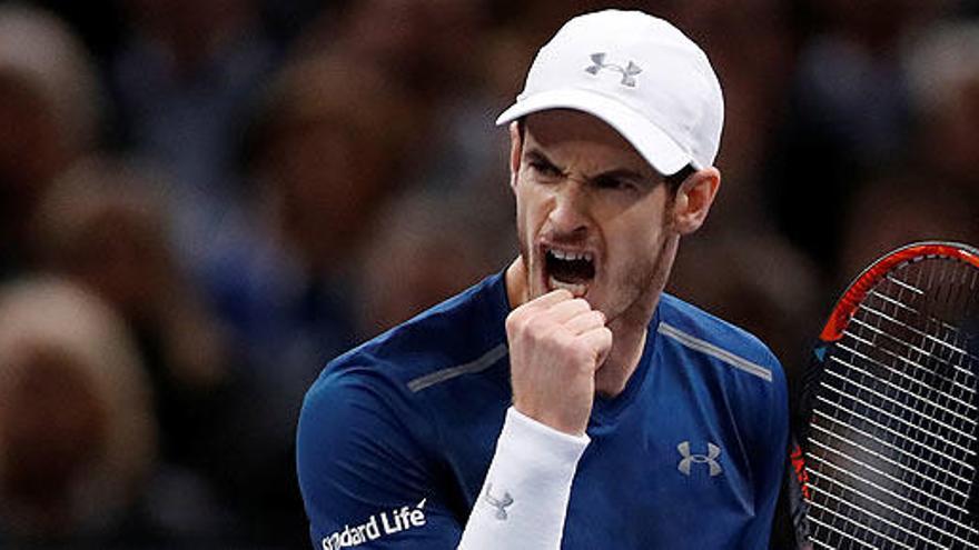 Murray celebra un punto durante el partido.