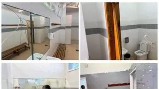Moho en las duchas y espejos rotos en polideportivos de Alicante