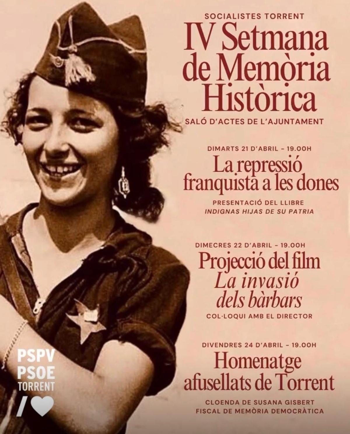 El cartel anunciador de los actos preparados para la Semana de Memoria Histórica.