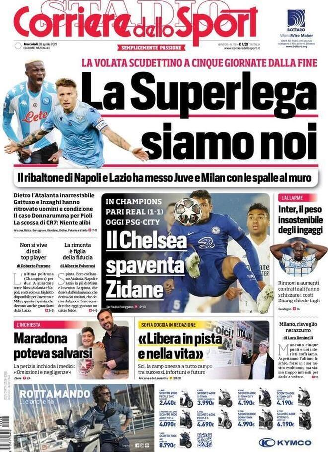 La portada de Corriere Dello Sport del 28/04/21