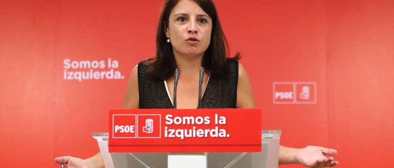 Adriana Lastra, en la sede socialista de Ferraz (Madrid).