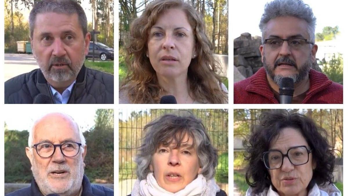 De izquierda a derecha, y de arriba a abajo, Muíño, Vanessa Peña, Andrade, Freitas, Silvia Rama y Berta Trillo y video con testimonios.