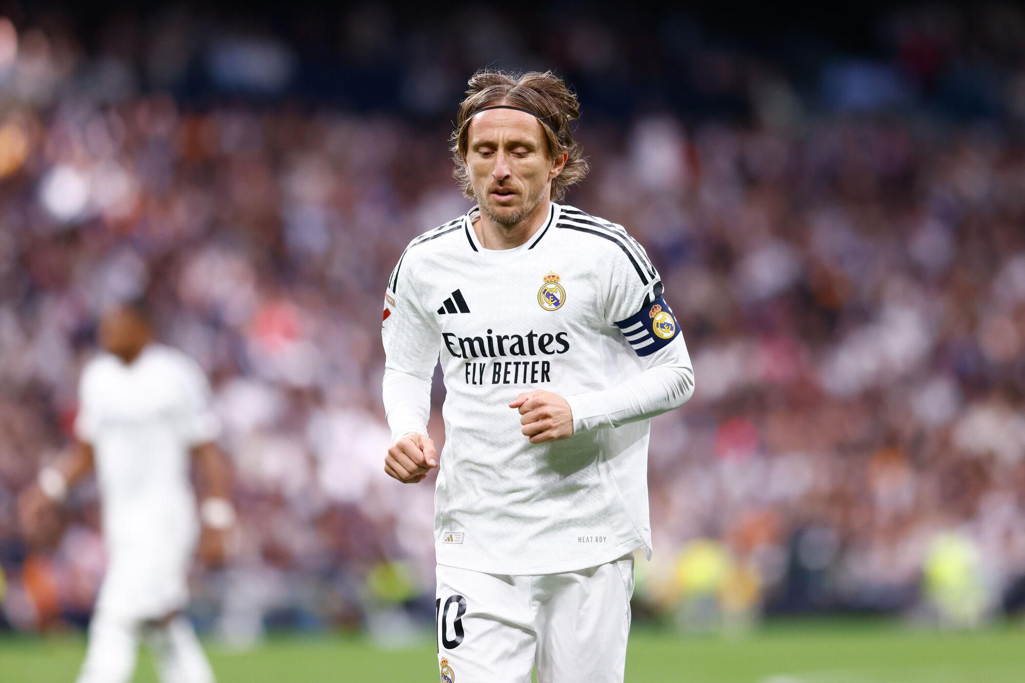 Luka Modric of Real Madrid looks on during the Spanish League, LaLiga EA Sports, football match played between Real Madrid and Girona FC at Santiago Bernabeu stadium on February 23, 2025, in Madrid, Spain. AFP7 23/02/2025 ONLY FOR USE IN SPAIN. Dennis Agyeman / AFP7 / Europa Press;2025;SPAIN;SPORT;ZSPORT;SOCCER;ZSOCCER;Real Madrid v Girona FC - LaLiga EA Sports;