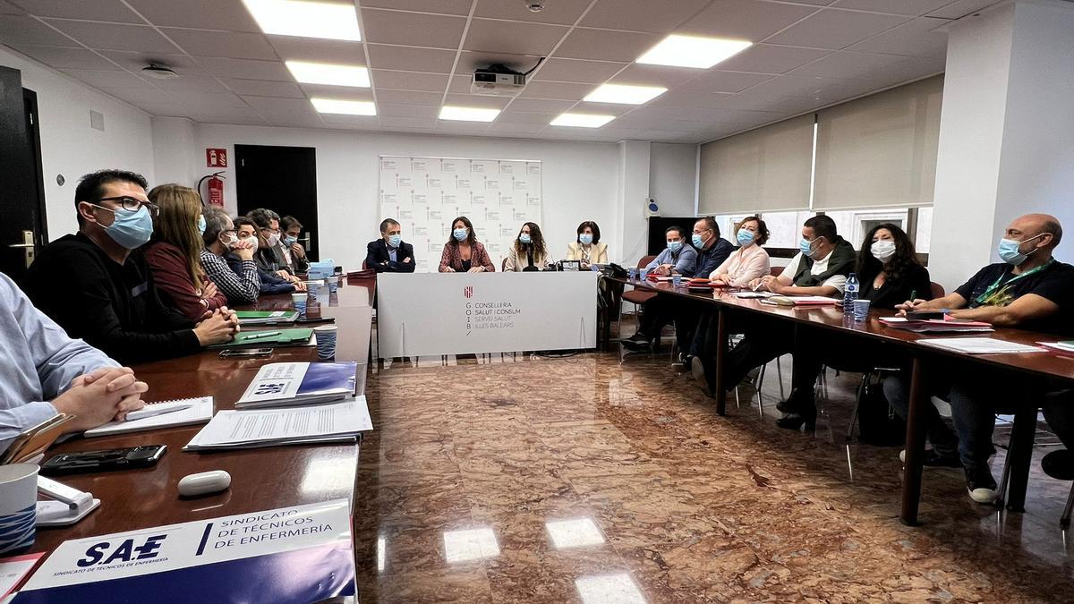 Una imagen de la reunión de la mesa sectorial de Sanidad celebrada esta mañana