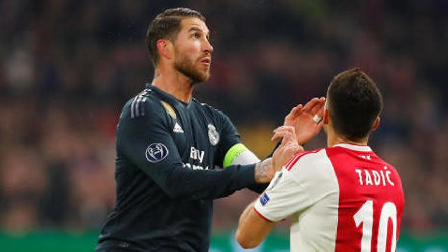 Ramos, durante el partido contra el Ajax