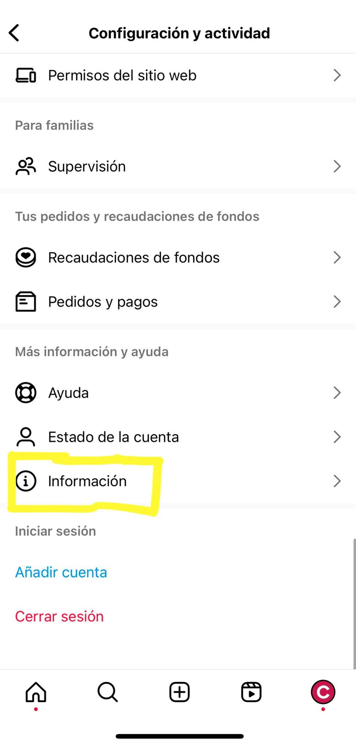 Catpura de pantalla para seguir los pasos indicados