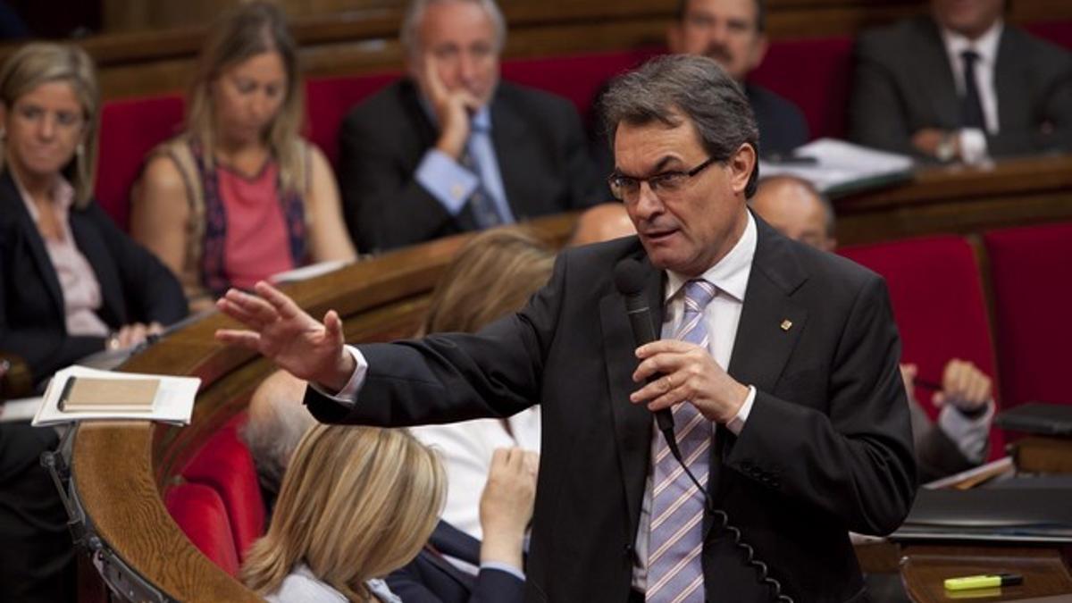 El President Artur Mas durante el discurso sobre los nuevos recortes