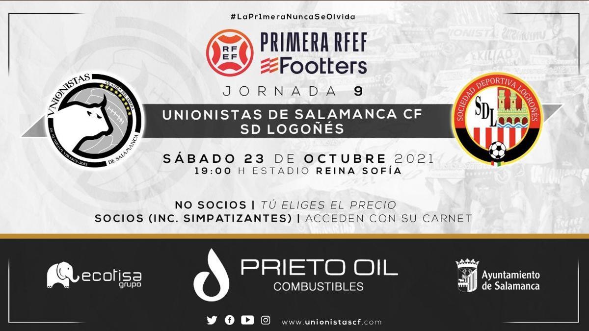 Cartel de presentación del encuentro entre Unionistas de Salamanca y la SD Logroñés