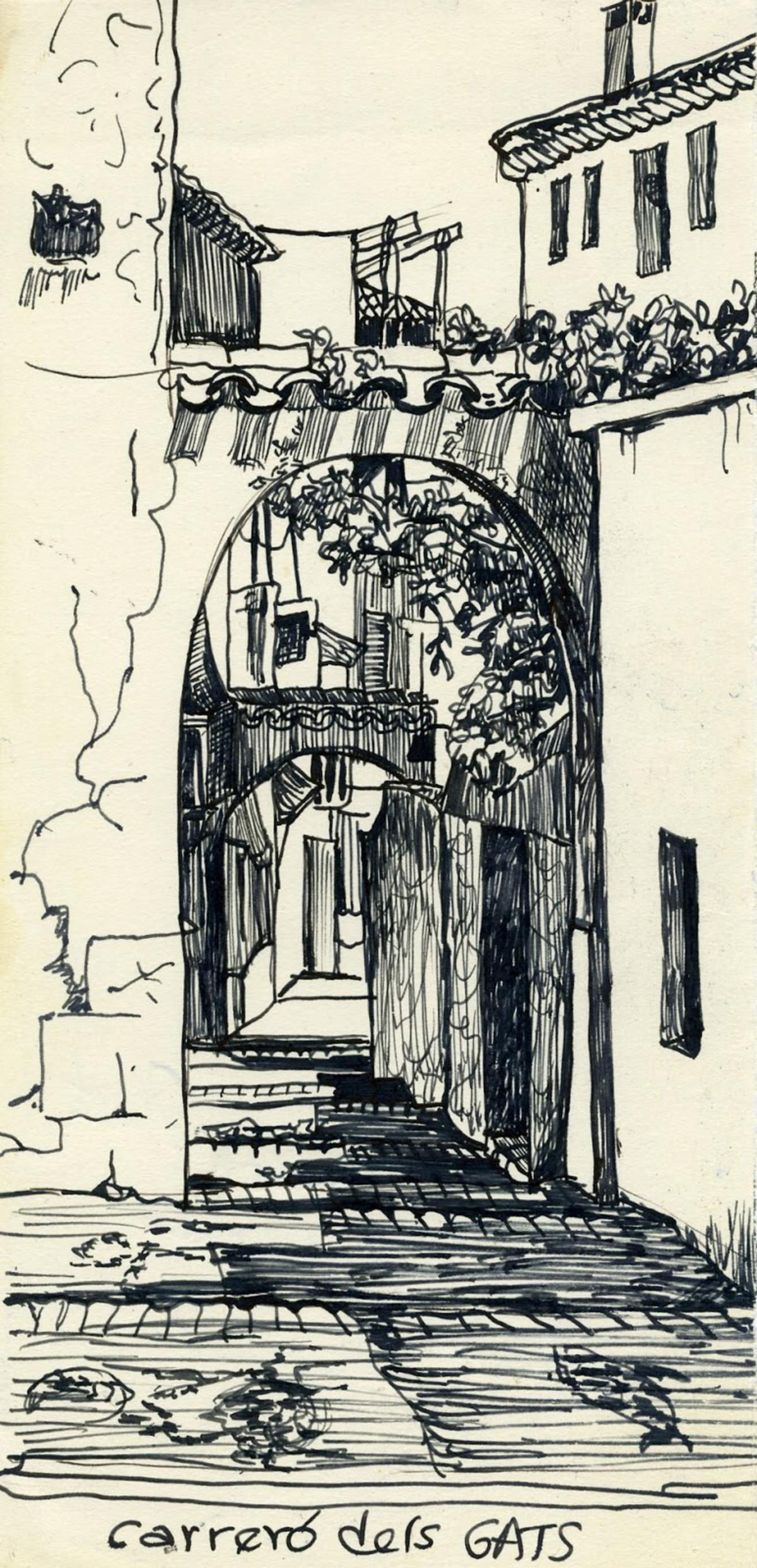 Dibujo del 'Carreró dels gats', por Sylvia Plath.