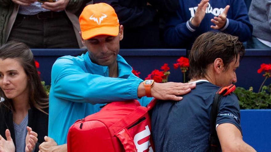 Rafa Nadal despide a Ferrer en el Godó.