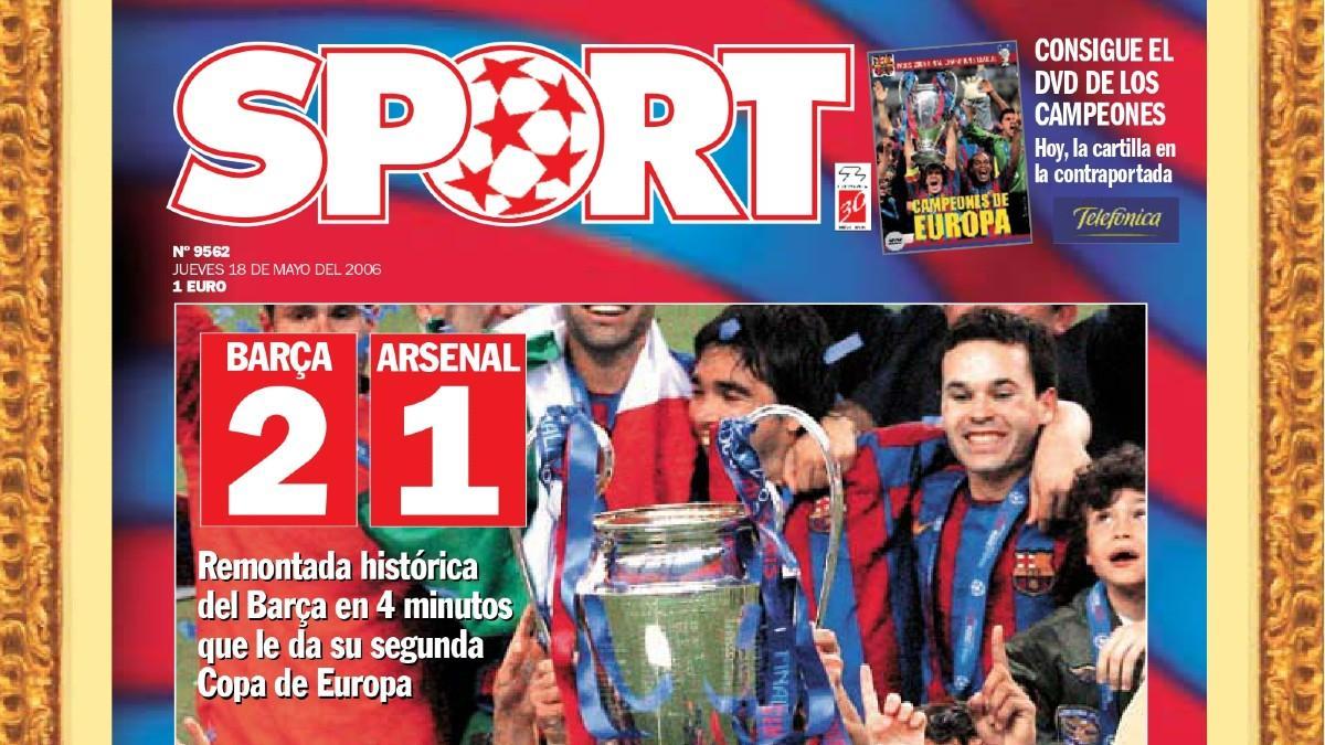 La portada del Diari Sport del 18 de mayo de 2006