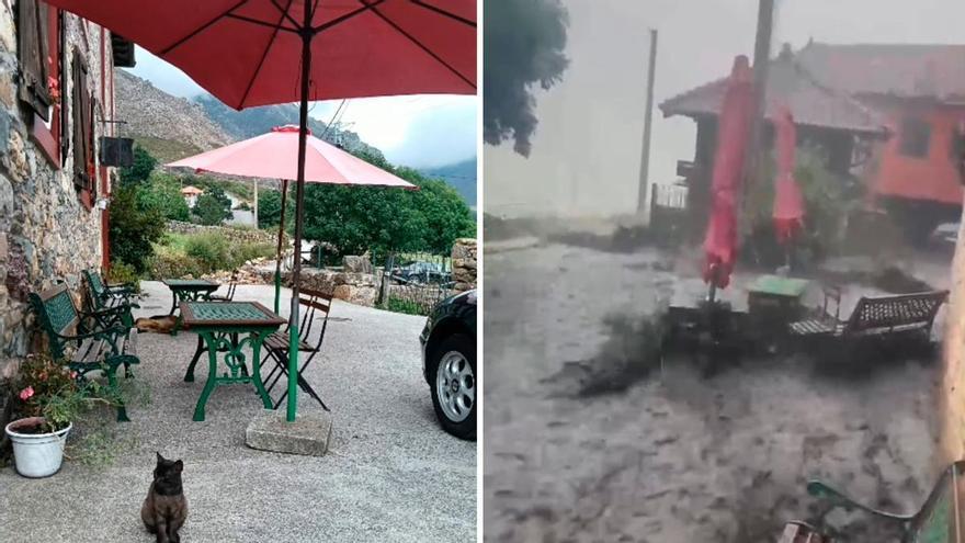 El vídeo que muestra la impresionante tromba que anegó Genestoso (Cangas del Narcea): "Se quedó en un susto"