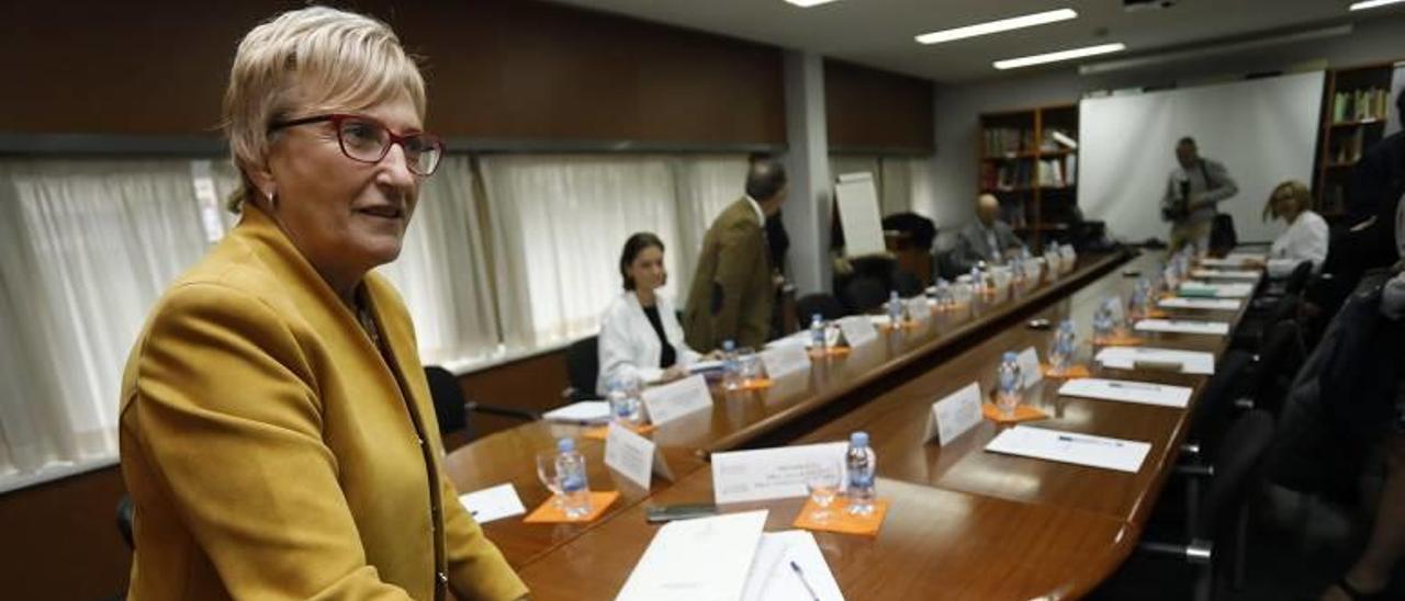 La consellera Ana Barceló, en una reunión del consejero de gobierno del Hospital Provincial.