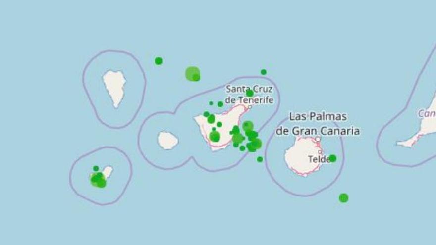 Mapa de seísmos en Canarias entre los días 1 y 3 de enero de 2019