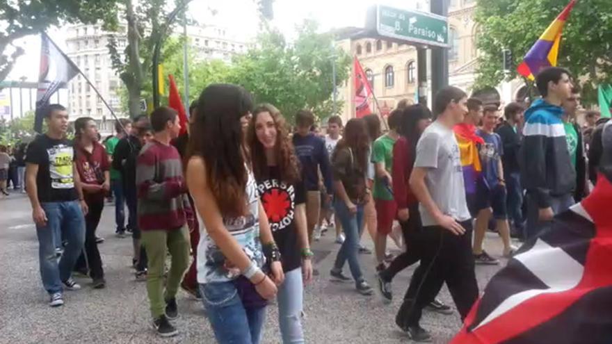 Manifestación de los colectivos estudiantiles en Zaragoza