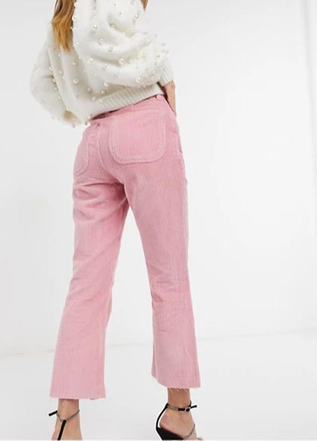 Pantalones de campana capri rosados de pana The 85' de Reclaimed Vintage Inspired