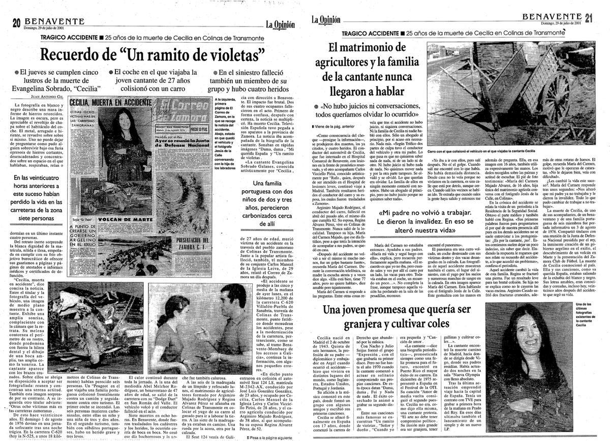Reportaje publicado en La Opinión-El Correo de Zamora en 2001, con motivo del 25 aniversario del accidente.