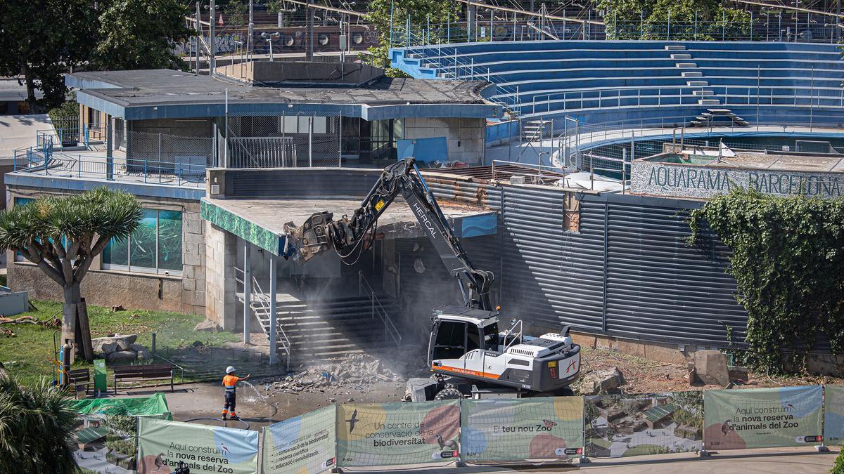 Comença la demolició de l’Aquarama del Zoo de Barcelona, antiga llar de l’orca Ulisses