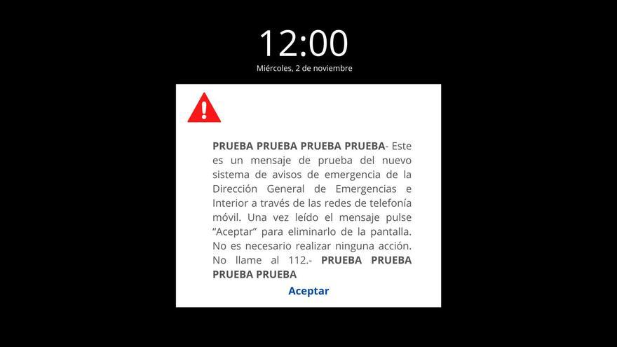 Si recibes este aviso en tu móvil, no te asustes, es una prueba de alertas masivas de emergencias
