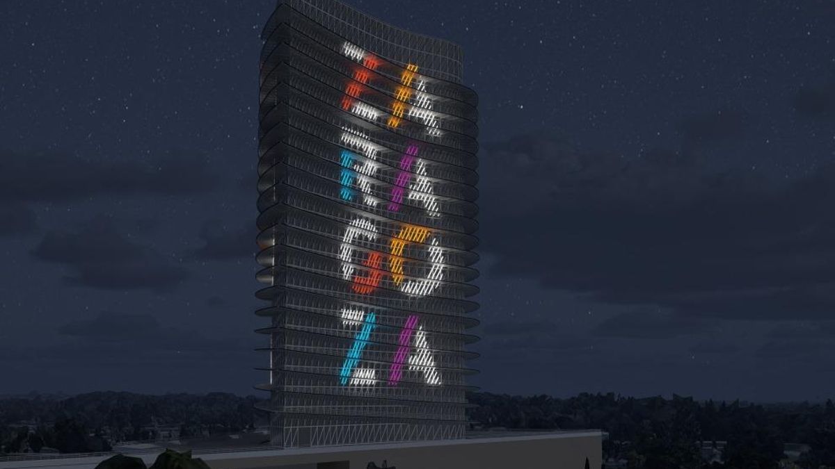 Simulación gráfica de la futura iluminación de la Torre del Agua