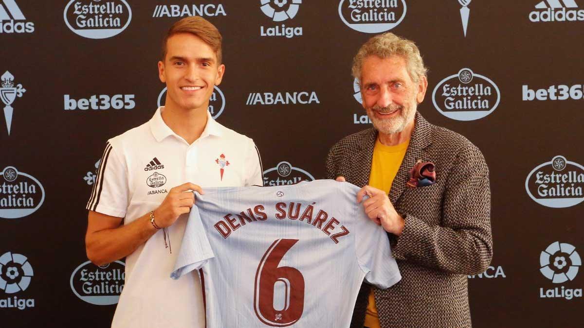 Denis Suárez y Carlos Mouriño, presidente del Celta. Denis Suárez y Carlos Mouriño, presidente del Celta.