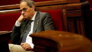 Quim Torra, durante la segunda sesión del pleno monográfico sobre la gestión de la crisis del coronavirus.