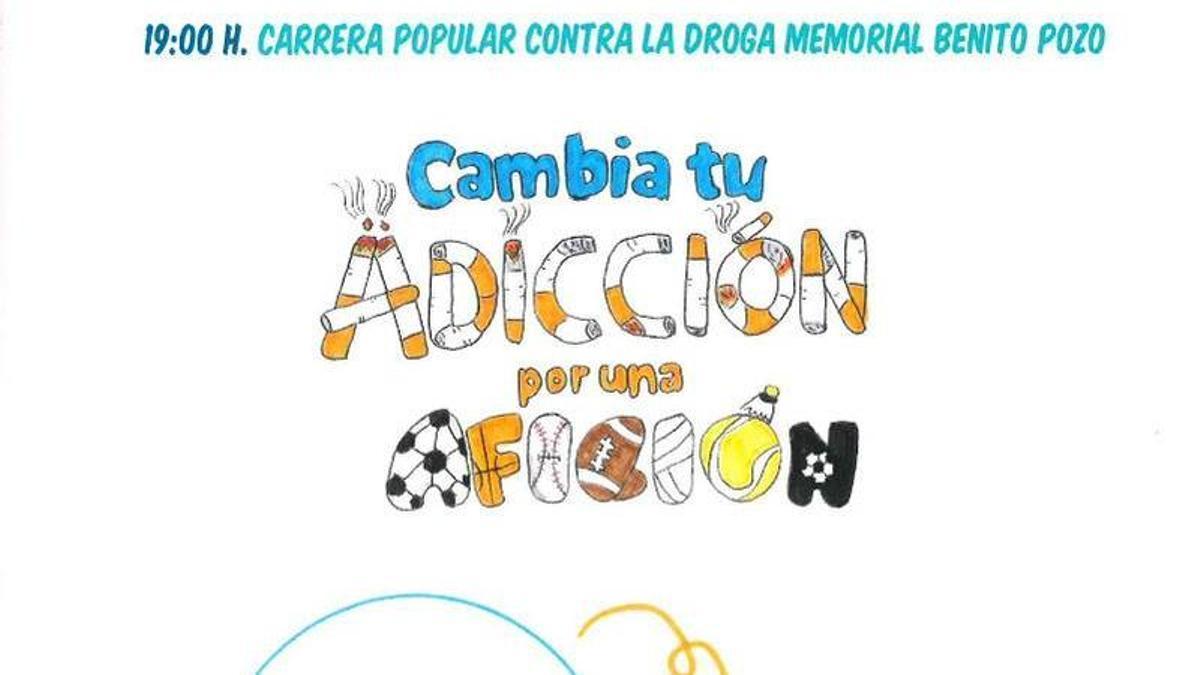 Cartel promocional de la carrera contra las adicciones.