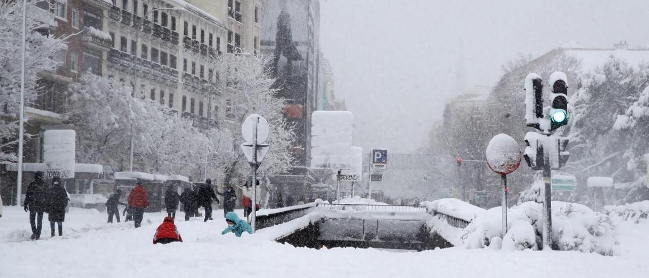 Nieve en el centro de Madrid.