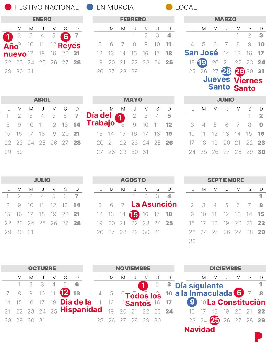 Calendario Laboral Murcia 2024