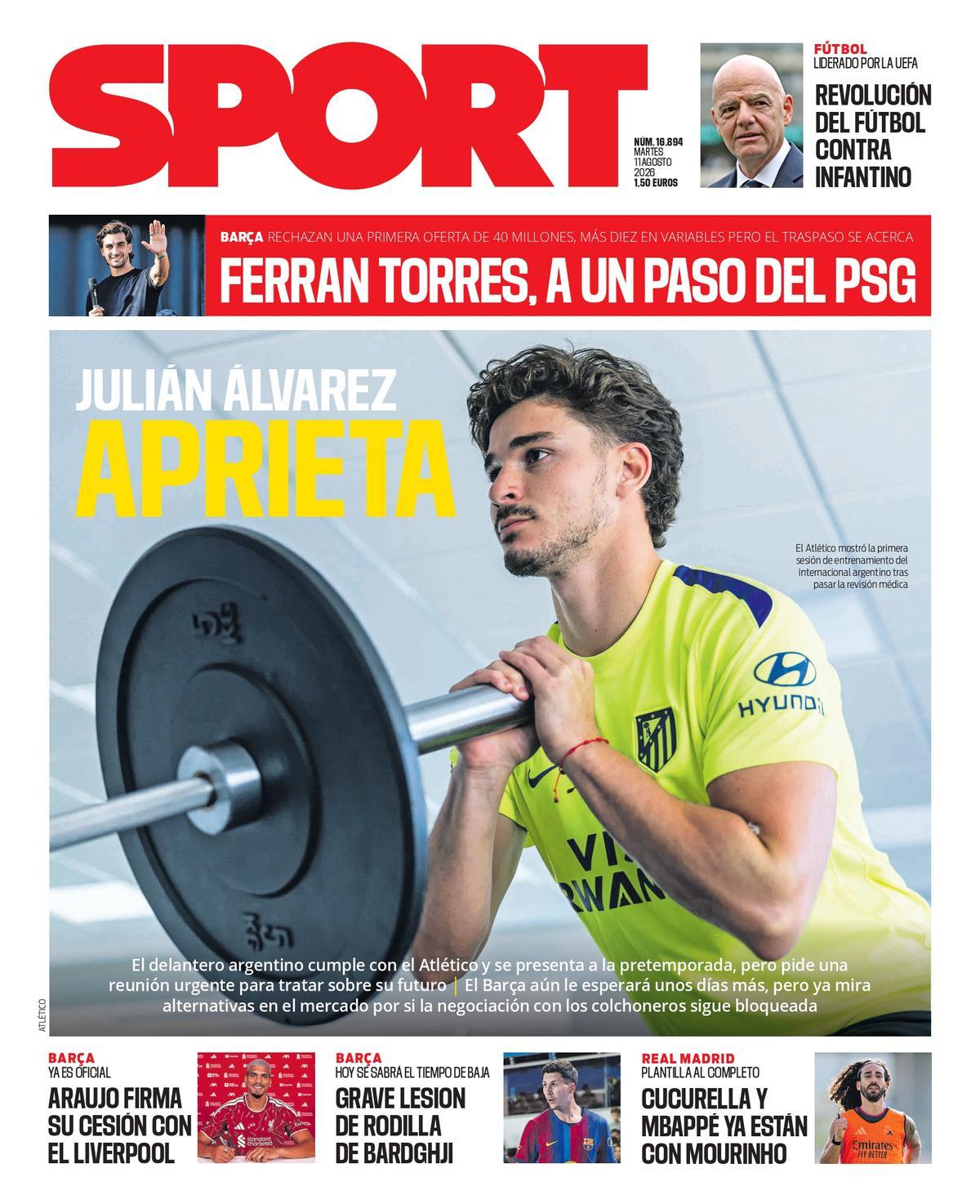 Esta es la portada de SPORT de hoy martes, 11 de agosto de 2026