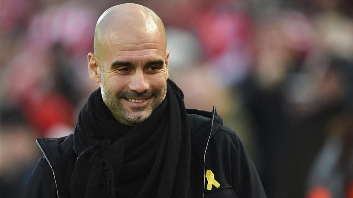 Guardiola, durante uno de los últimos partidos del City