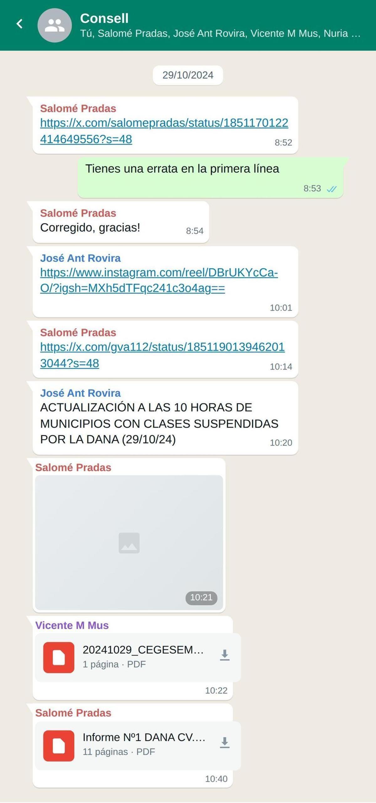 Simulación del chat del Consell el día de la dana.