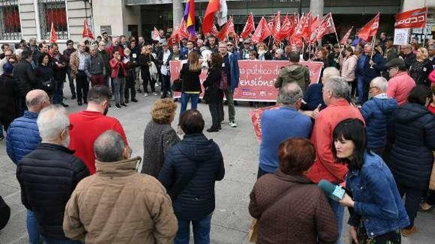 A protesta polas pensións de onte na Coruña.