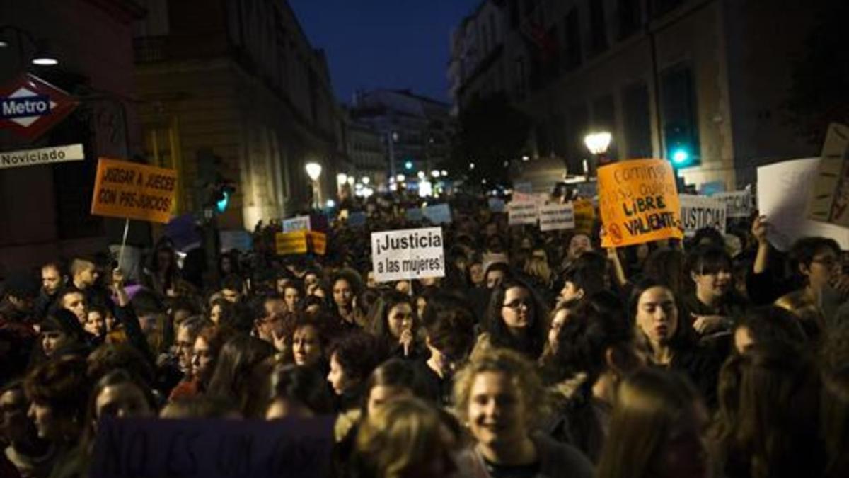 Marcha contra la violencia machista, ayer, en Madrid.