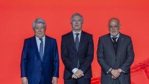 Enrique Cerezo, Fernando Grande-Marlaska y Javier Tebas, este jueves en Madrid.