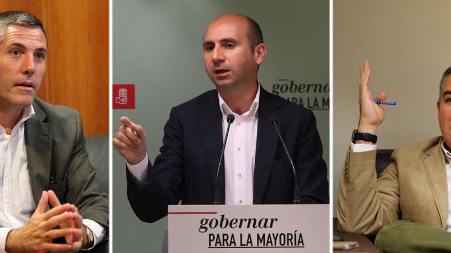 Juan Carlos Maldonado (C&#039;S) , Francisco Conejo (PSOE) y Elías Bendodo (PP).