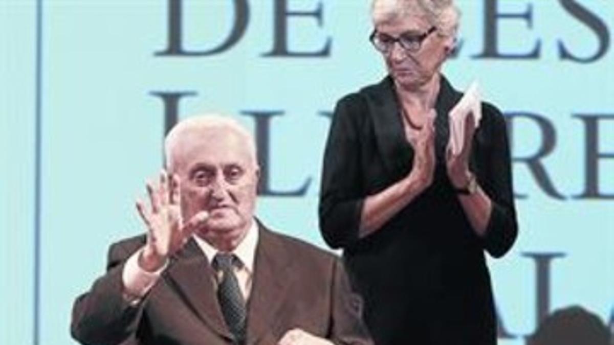 Albert Manent, durante el acto de entrega del Premi d'Honor de les Lletres Catalanes del 2011.