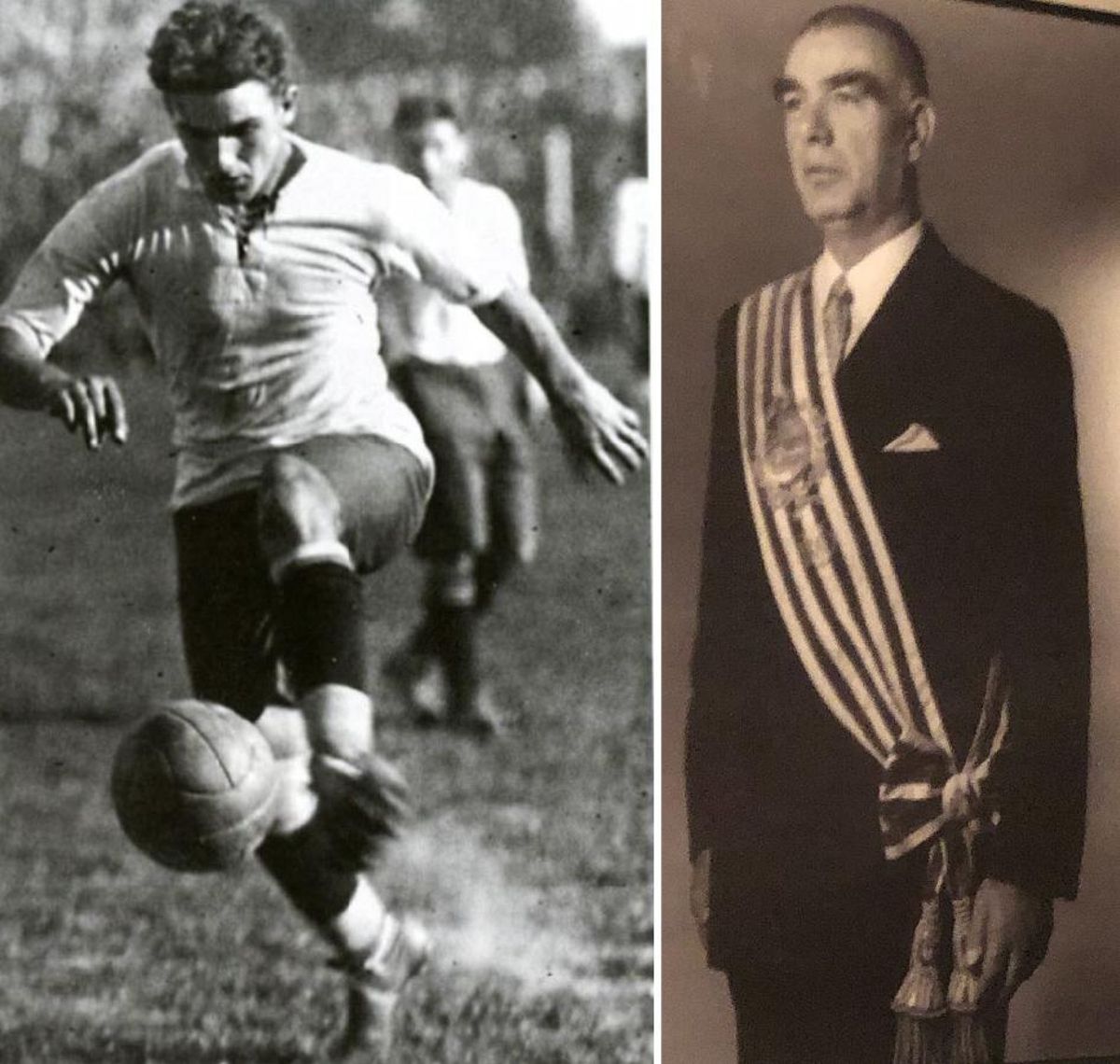 Álvaro durante un partido y Óscar con la banda presidencial.