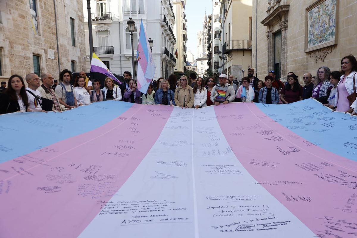 Protesta contra las enmiendas de PP y Vox a la ley trans.