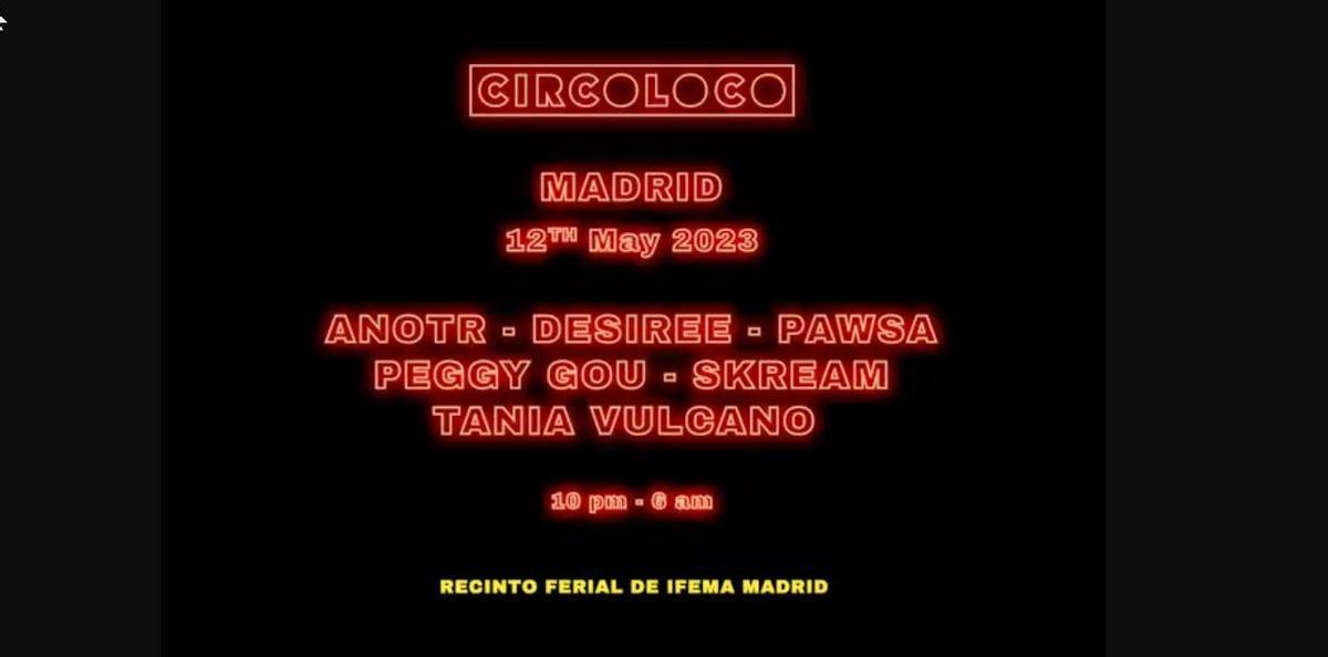 Cartel de los artistas que participarán en el festival Circoloco en Madrid este 2023.