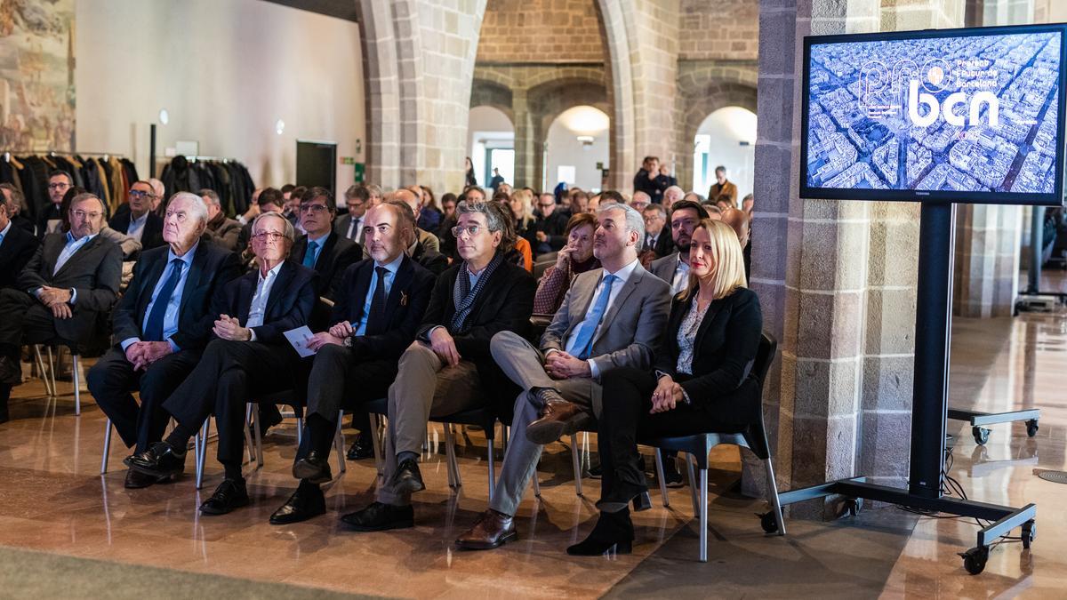 Ernest Maragall, Xavier Trias, Daniel Sirera, Jordi Martí, Jaume Collboni y Maria Eugènia Gay, en el acto del Projecte Pro BCN 2023.