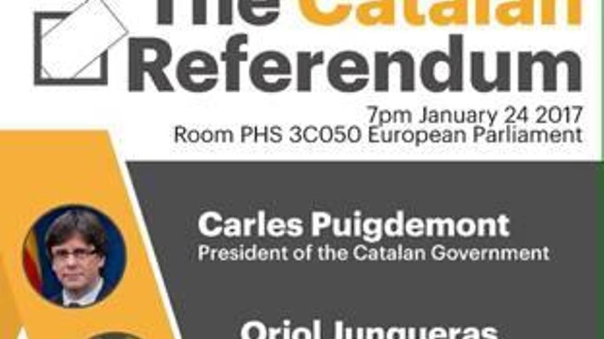 El cartell que anuncia la conferència del president del dia 24.