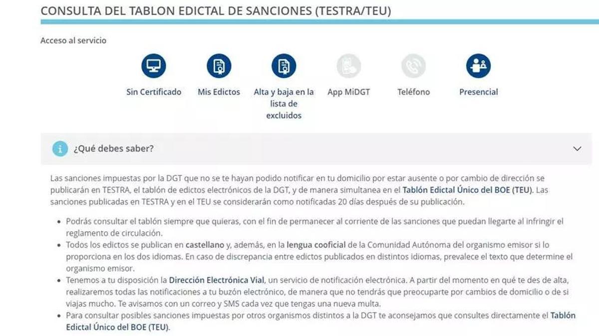 Tablón de sanciones de la DGT. / ARCHIVO