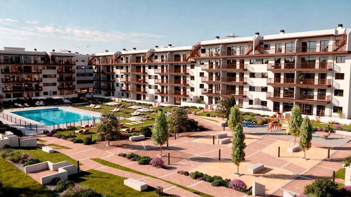 El proyecto incluye zonas comunes como piscina, gimnasio, coworking, zona gourmet y zona de lectura.