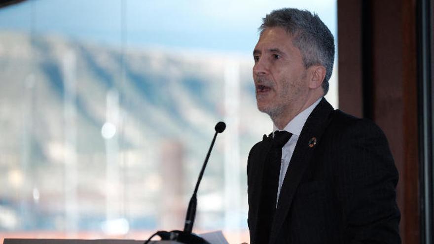 El ministro del Interior, Fernando Grande-Marlaska, en el Auditorio Alfredo Kraus en Las Palmas de Gran Canaria.