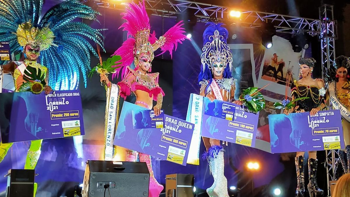 Drag ganadores en la gala celebrada anoche en San Lorenzo.