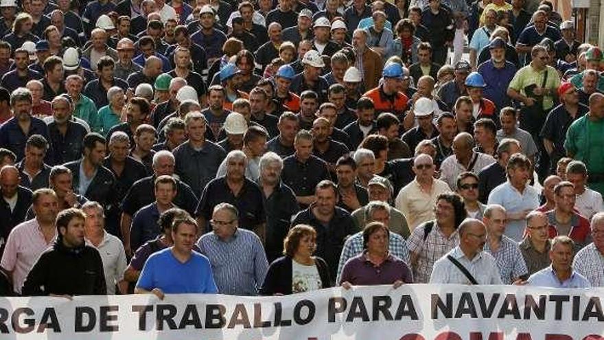 Manifestación en Ferrol por el futuro del sector naval.  // Kiko Delgado