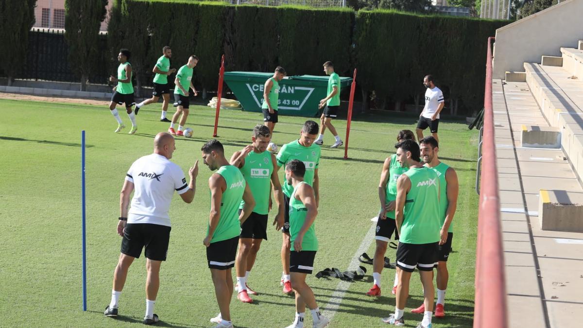 Boyé y Bigas, en el entrenamiento de esta manaña