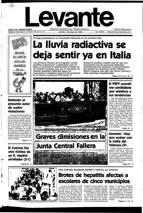 Portadas e informaciones sobre el accidente nuclear.