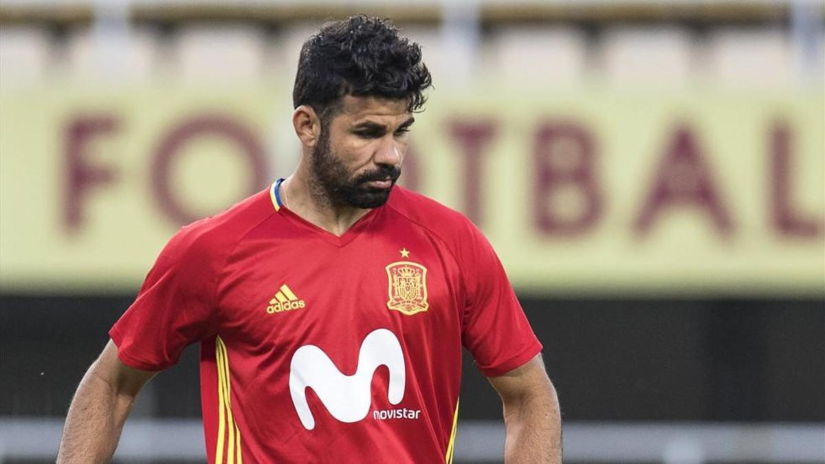 Diego Costa, este mes, en un entrenamiento con la selección española